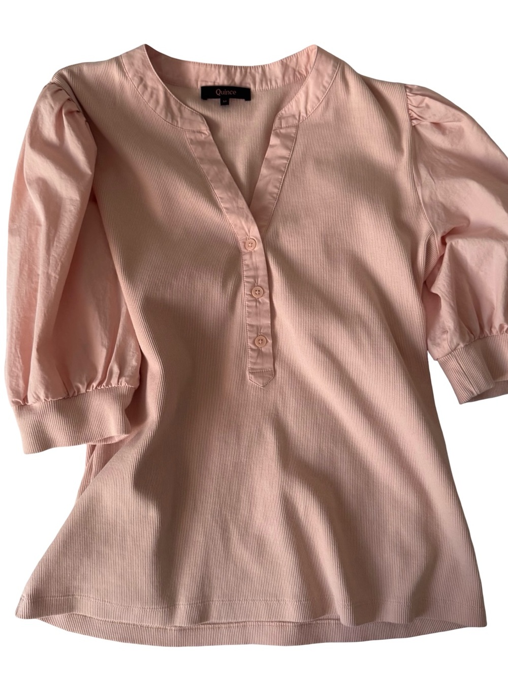 Quince Women’s Mixed Media Puff Sleeve Top - Picture 4 of 7